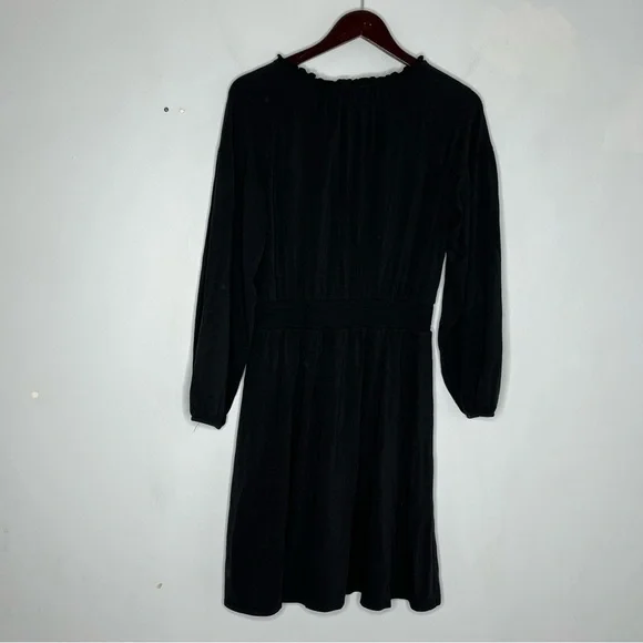 Garnet Hill Size XS Long Sleeve Black Peasant Dress Organic Cotton Boho - Picture 6 of 6